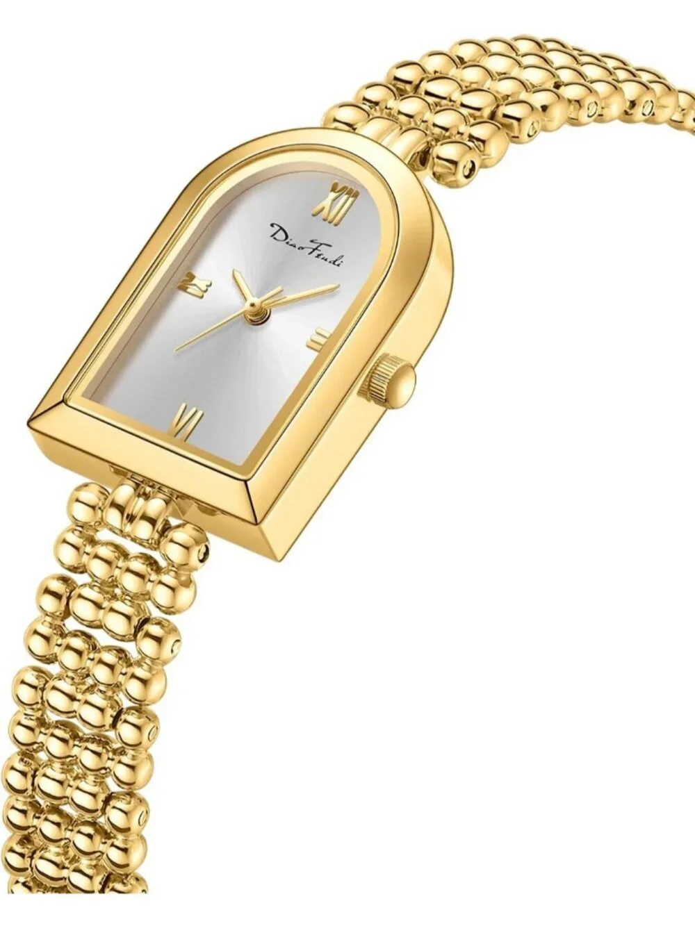 Diaofendi Women Gold White Adjustable Strap Petite Arch Elegant Waterproof Watch